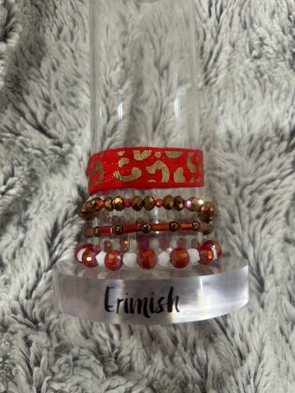 Erimish Red & Gold Patterned Stack Bracelet Set